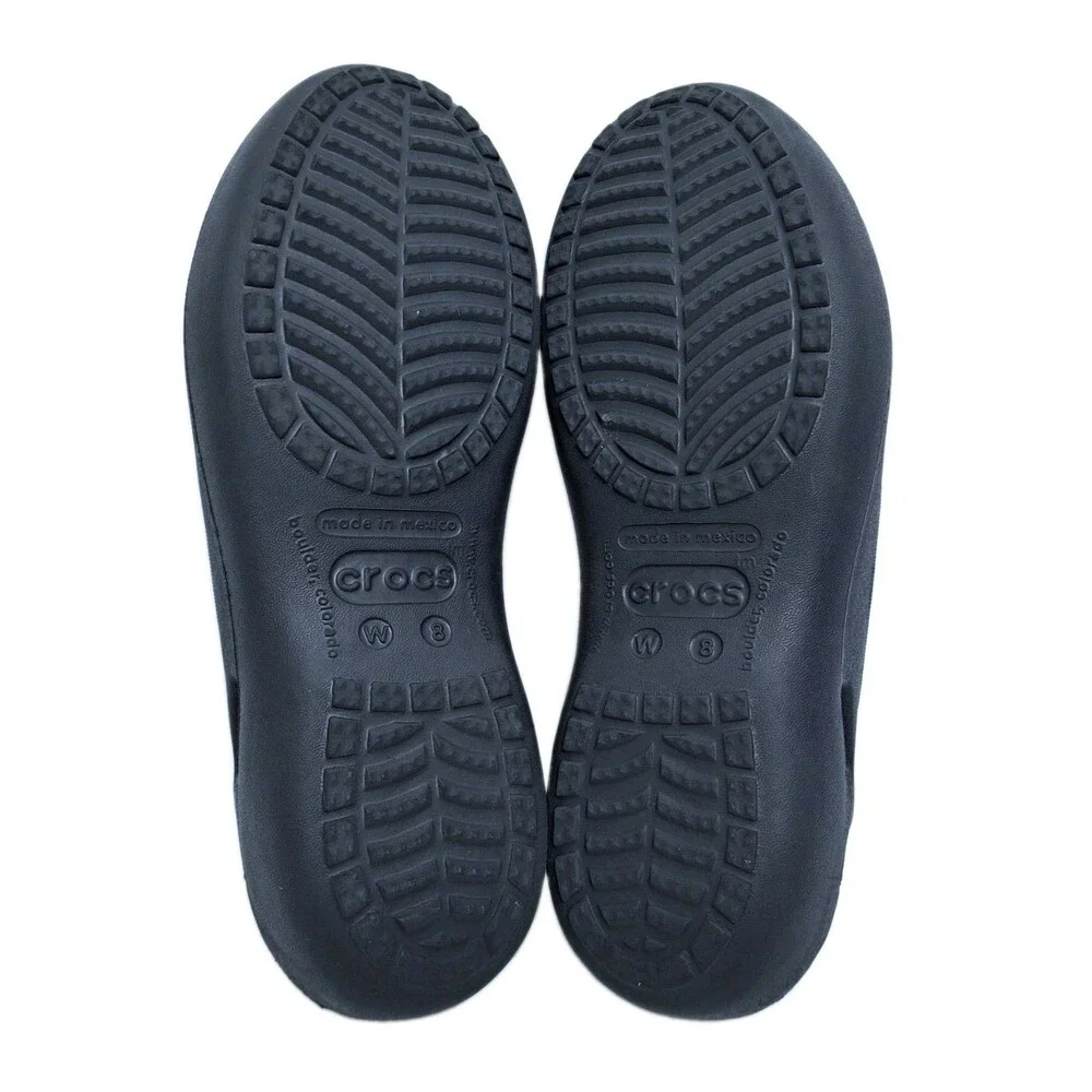 Crocs Kadee Ballerina Flats Womens Size 8 Black Rubber Slip On Casual Shoes